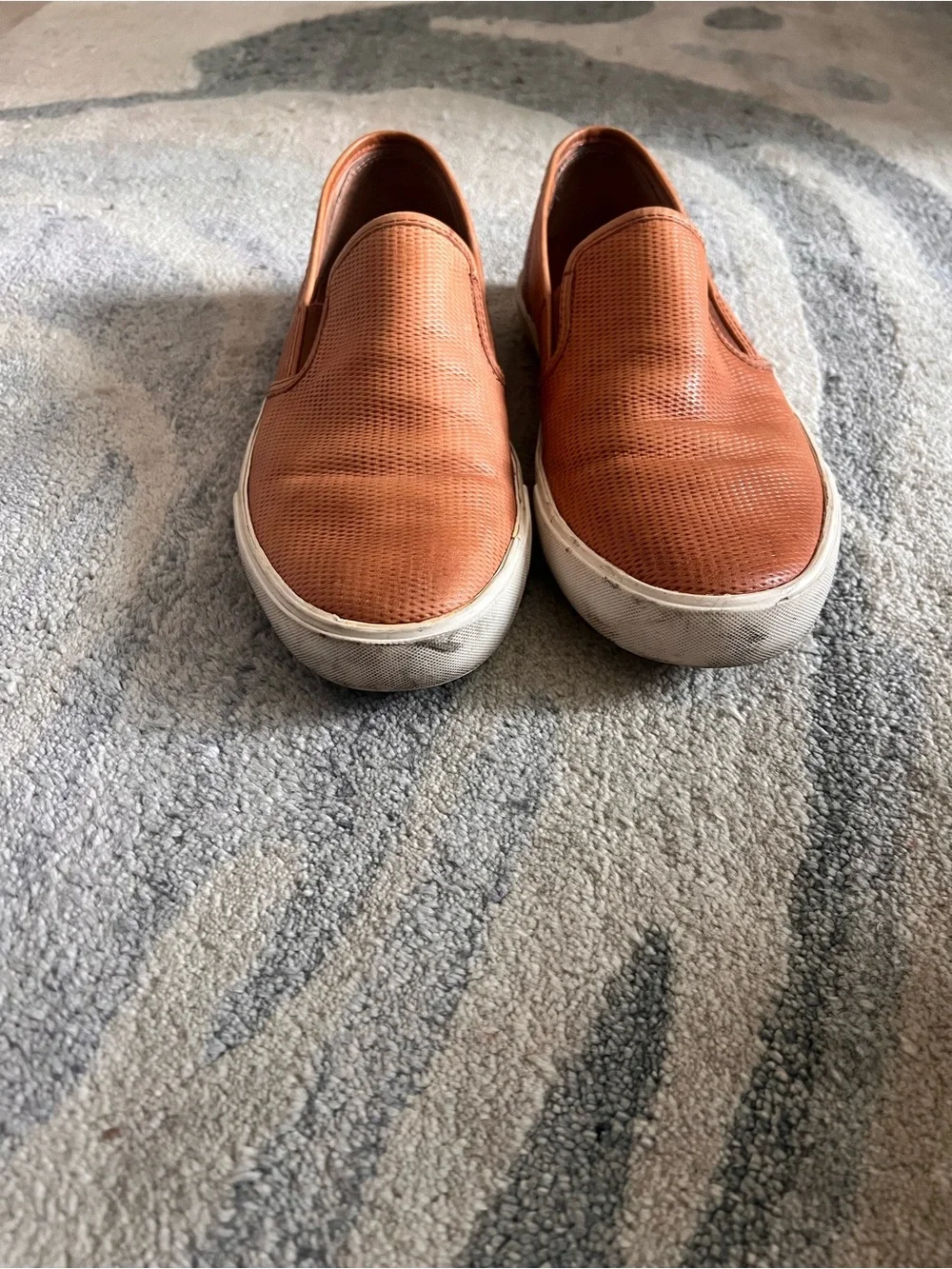 Frye Men's Slip-On Loafers in Orange with White Sole